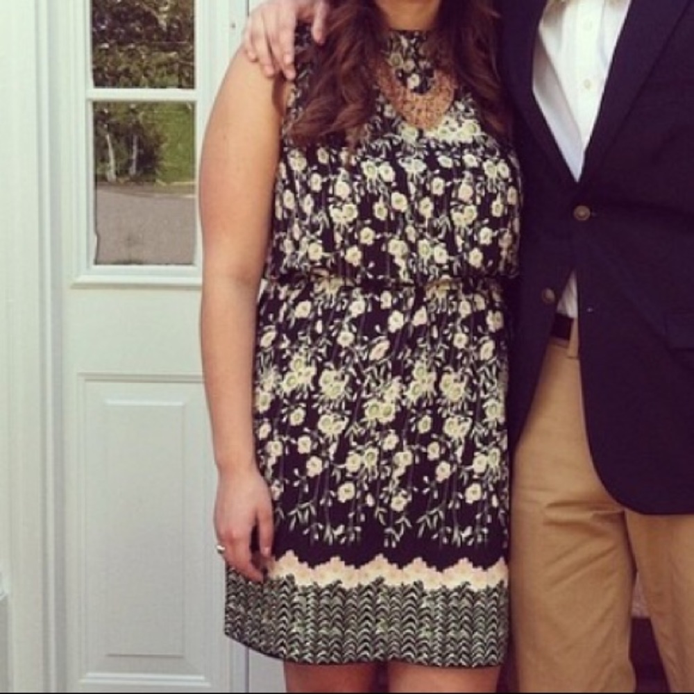 Boutique Floral Cinch Waist Dress